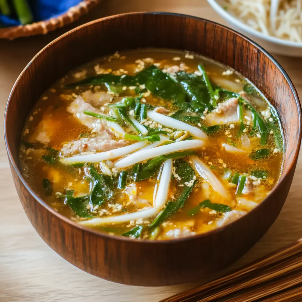 Spicy Pork and Bean Sprout Miso Soup Recipe